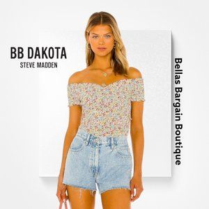 BB Dakota Womens Floral Print Smocked Pullover Top Shirt Size M